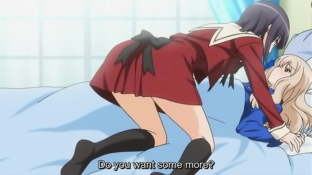 Schoolgirls with small tits have erotic lesbian anime sex