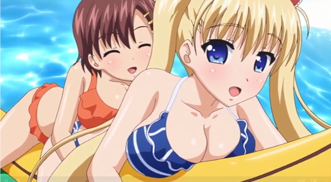 Hentai blonde girl fucked by dad on the beach