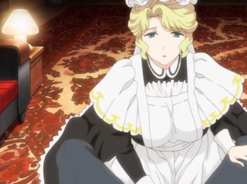 Cartoon blonde maid bent over the table waiting for the cock to penetrate her cunt