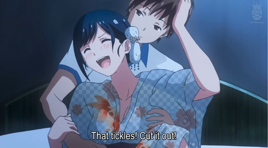 Romantic anime girlfriend has first time sex with boyfriend